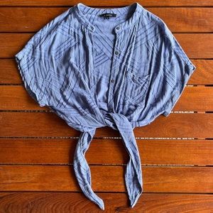 SOLD olivaceous blue/purple tie front button up